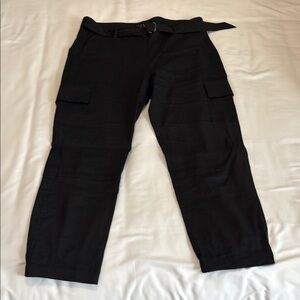 Women's Black Linen Cargo Pants
